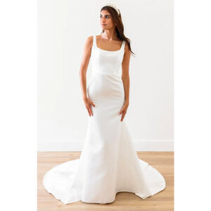 Wtoo by Watters Lourdes Wedding Gown Size 14 Minimalist Square Neck Bridal NWT